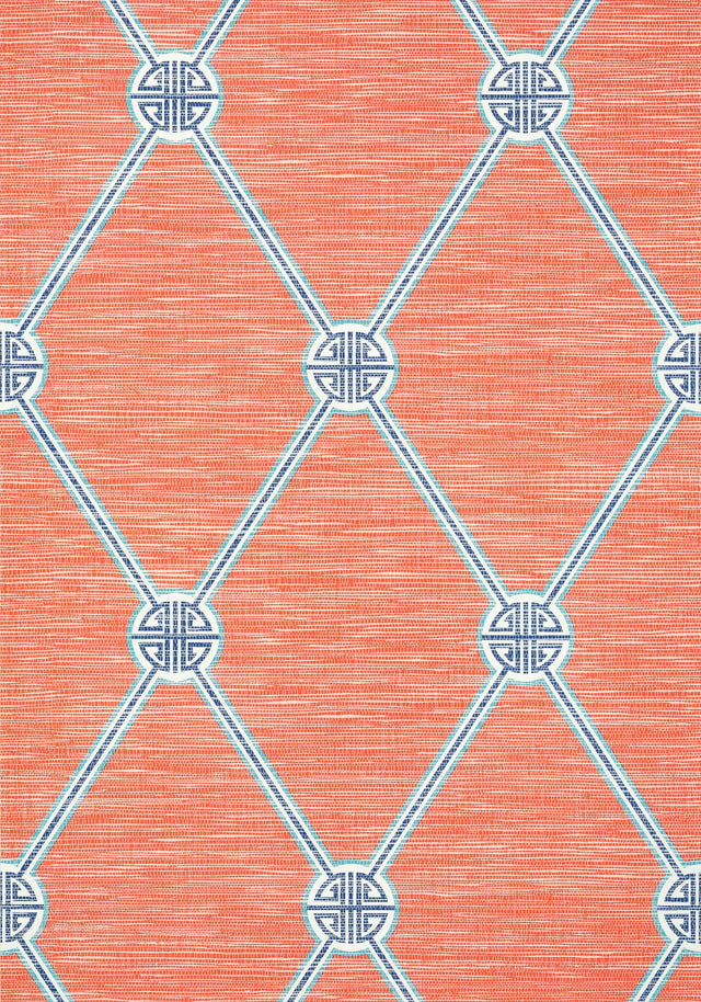 Thibaut TURNBERRY TRELLIS Coral Wallpaper