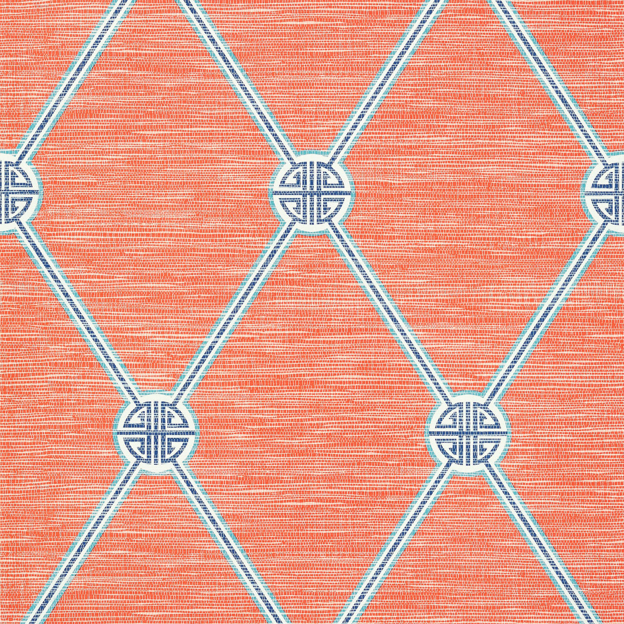 Thibaut Turnberry Trellis Coral Wallpaper