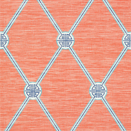 Thibaut Turnberry Trellis Coral Wallpaper