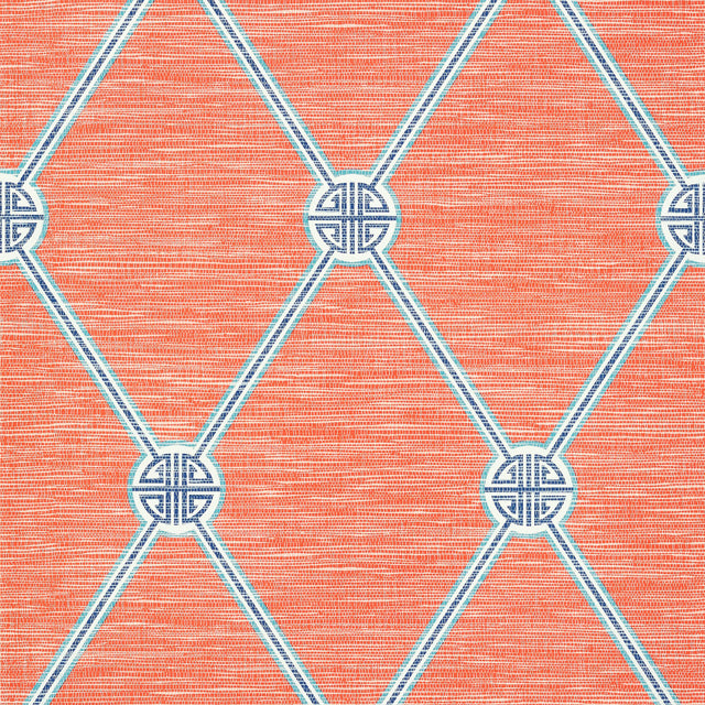 Thibaut Turnberry Trellis Coral Wallpaper
