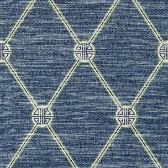 Thibaut Turnberry Trellis Navy Wallpaper