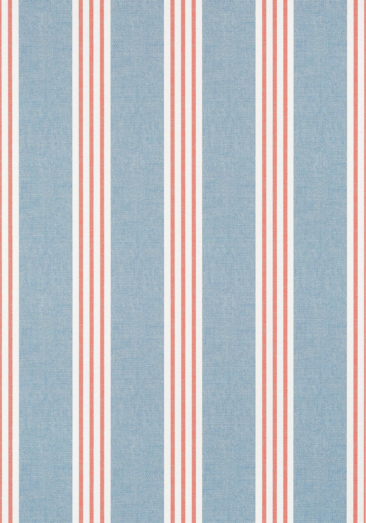Thibaut CANVAS STRIPE Blue and Coral Wallpaper