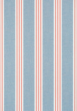 Thibaut CANVAS STRIPE Blue and Coral Wallpaper