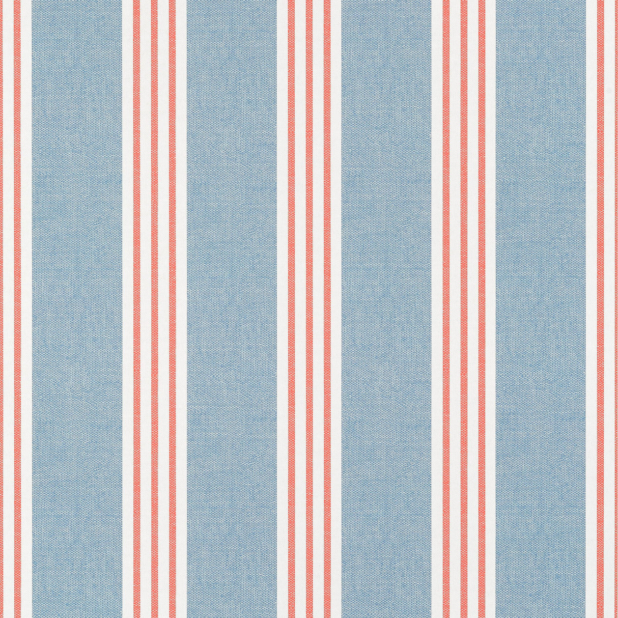 Thibaut Canvas Stripe Blue And Coral Wallpaper