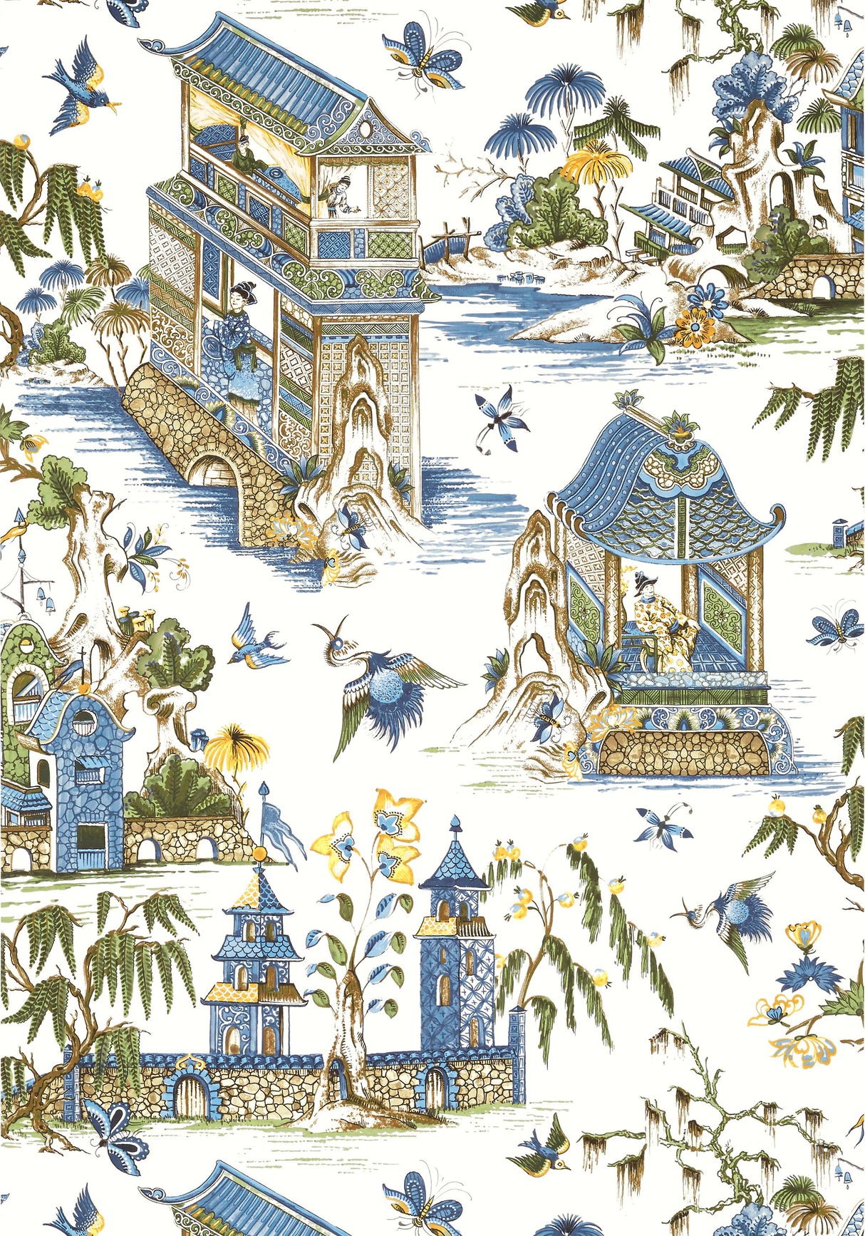 Thibaut GRAND PALACE Blue and Green Wallpaper