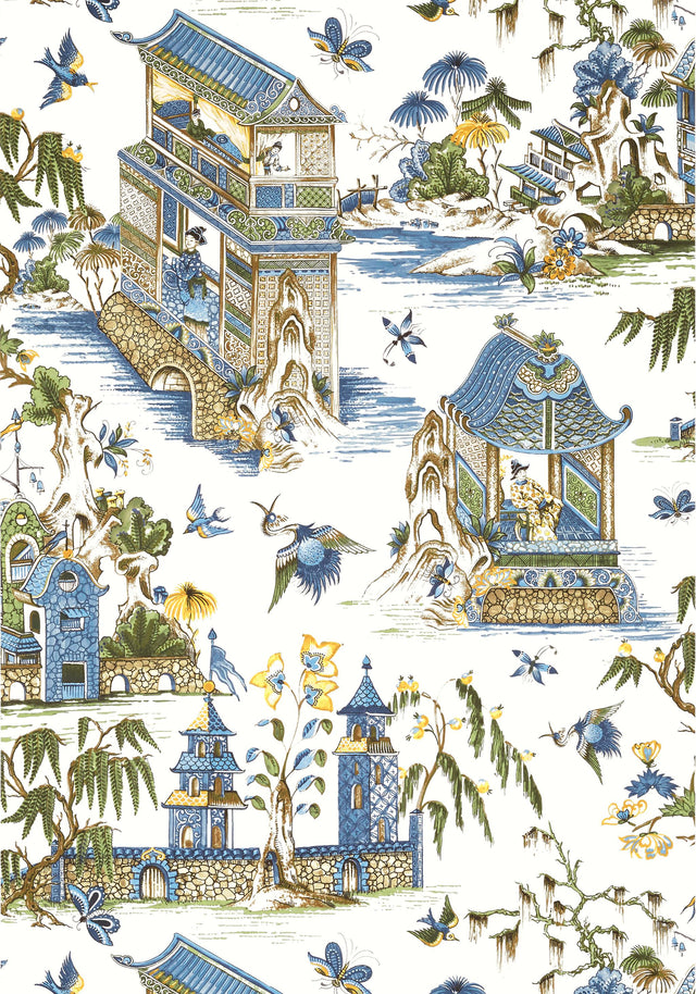 Thibaut GRAND PALACE Blue and Green Wallpaper