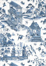 Thibaut GRAND PALACE Blue and White Wallpaper