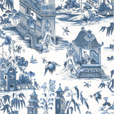 Thibaut Grand Palace Blue And White Wallpaper
