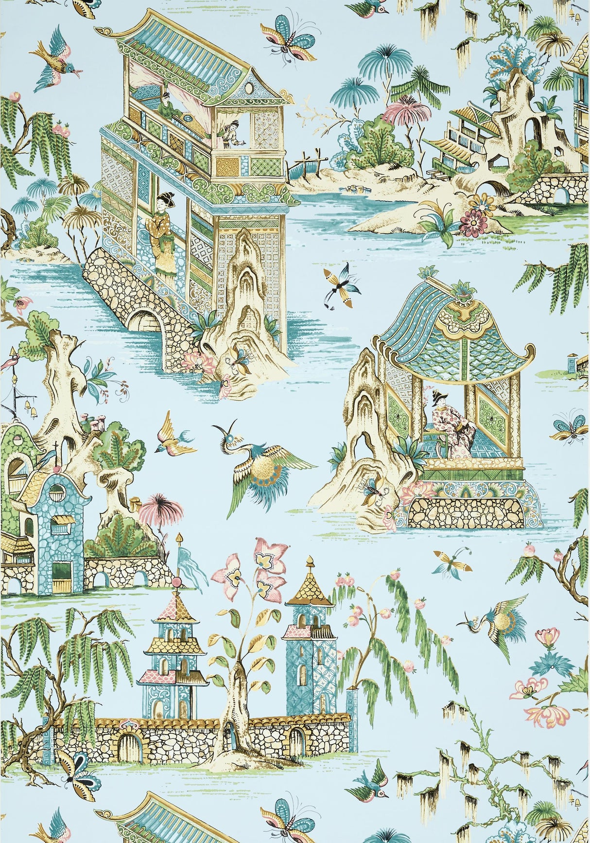 Thibaut GRAND PALACE Spa Blue Wallpaper