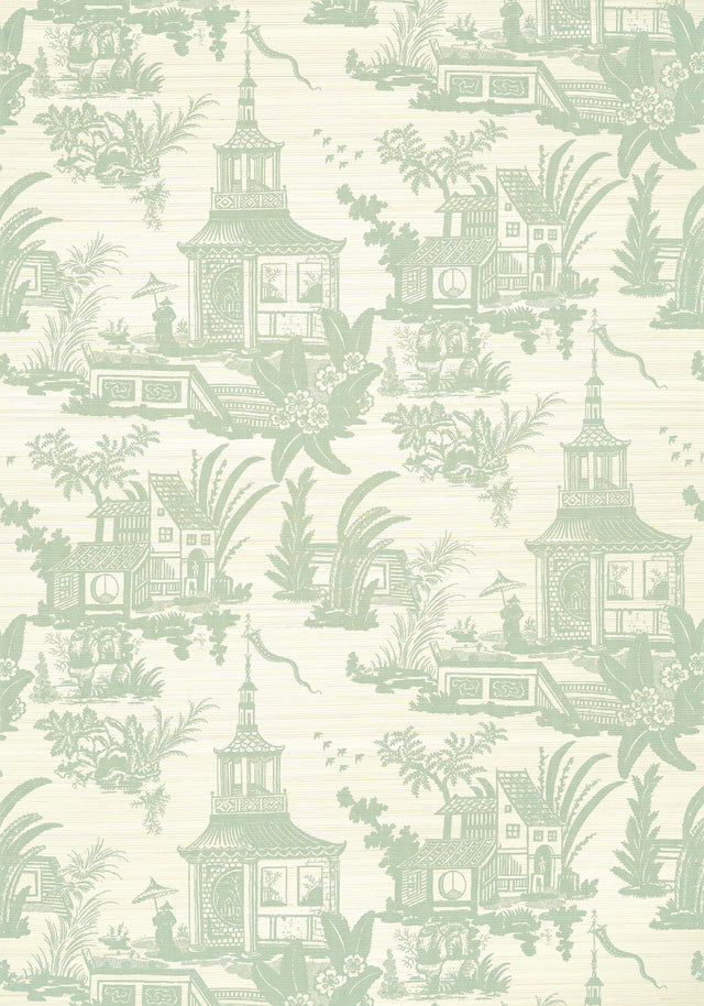 Thibaut EMPRESS COURT Mist Wallpaper
