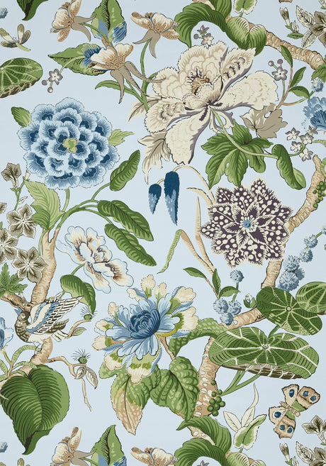 Thibaut HILL GARDEN Spa Blue Wallpaper