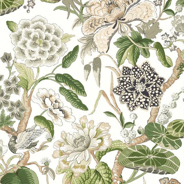 Thibaut Hill Garden White And Green Wallpaper