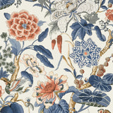Thibaut Hill Garden Brick And Navy Wallpaper