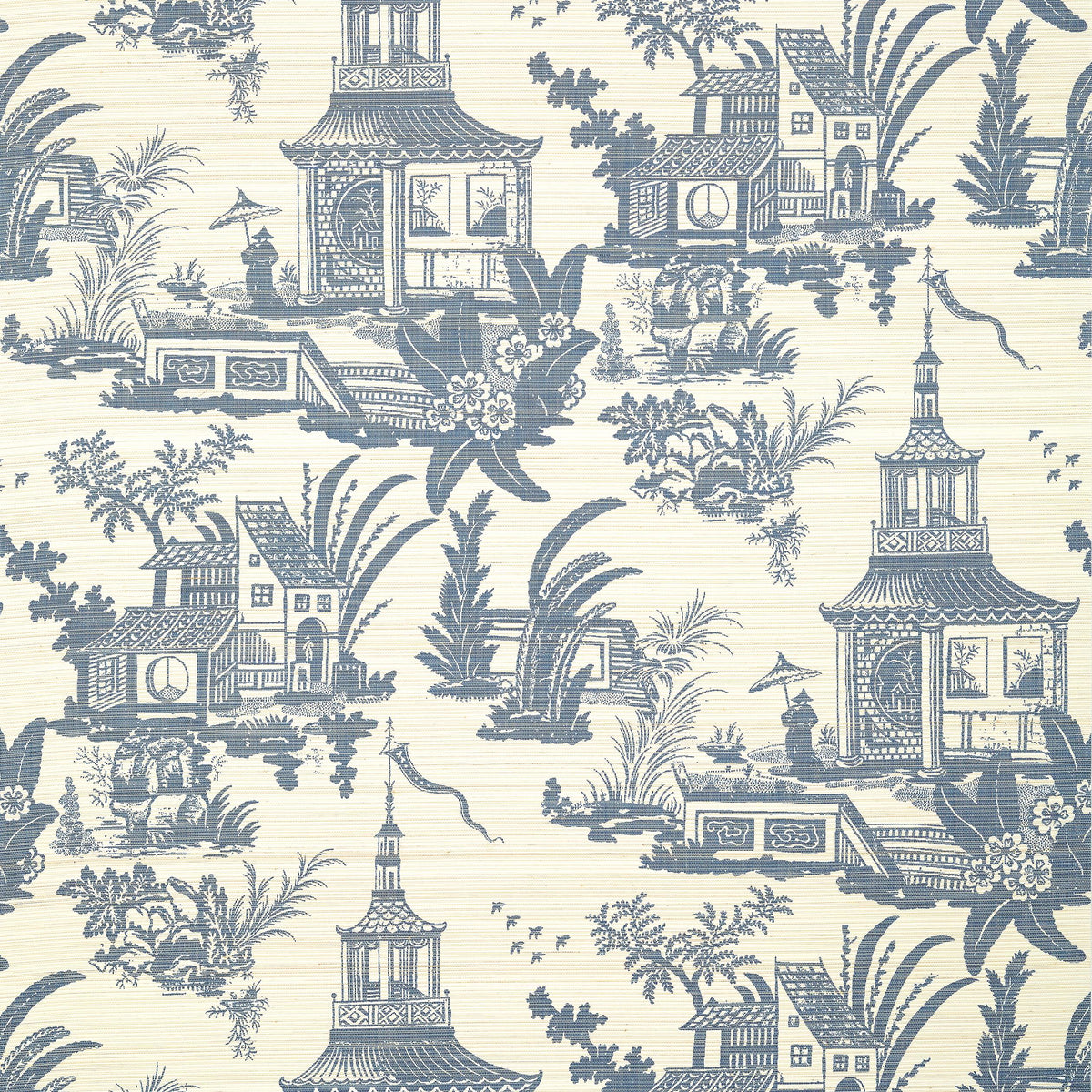 Thibaut Empress Court Navy Wallpaper