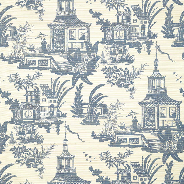 Thibaut Empress Court Navy Wallpaper
