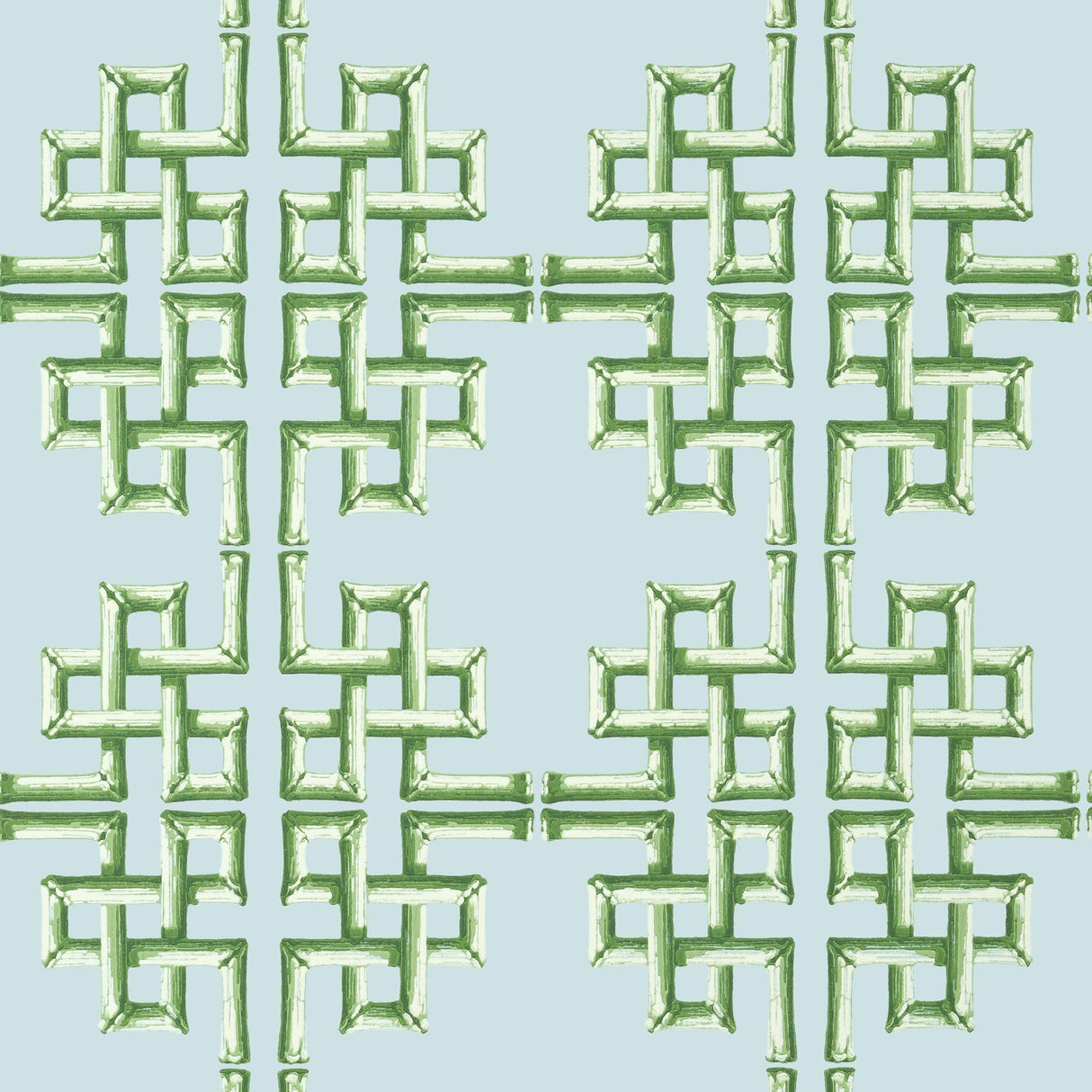 Thibaut BOCA BAMBOO Green and Blue Wallpaper