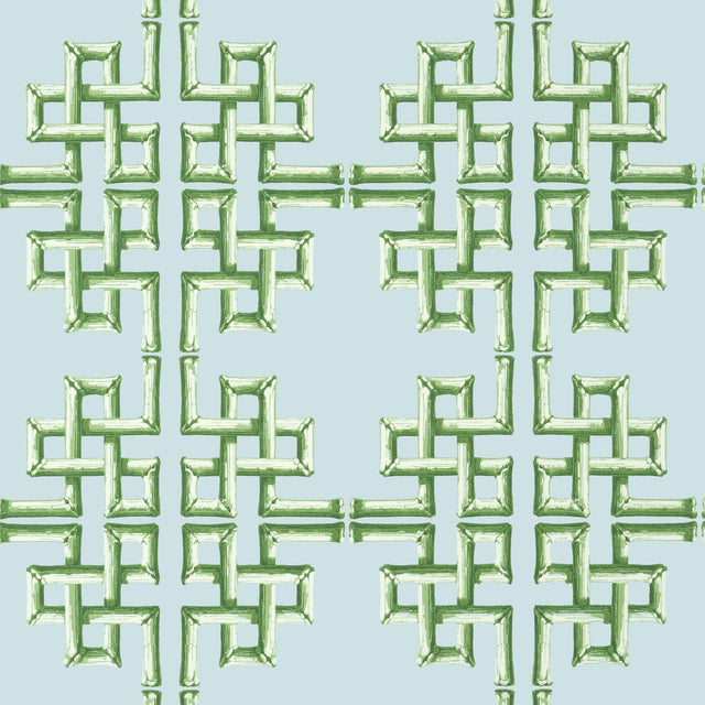 Thibaut BOCA BAMBOO Green and Blue Wallpaper