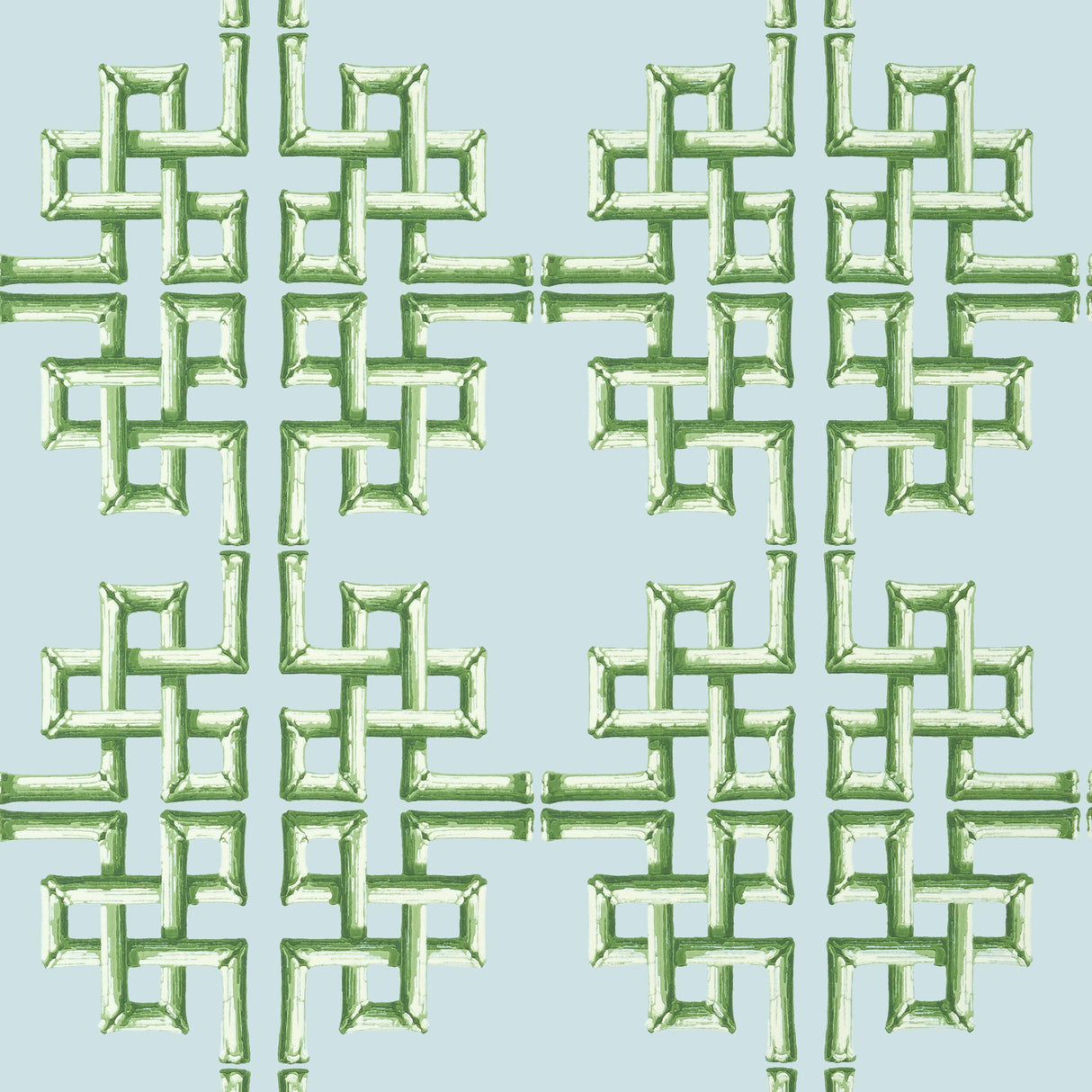 Thibaut Boca Bamboo Green And Blue Wallpaper