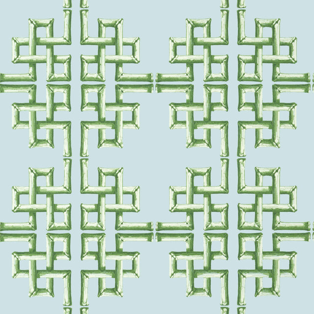 Thibaut Boca Bamboo Green And Blue Wallpaper