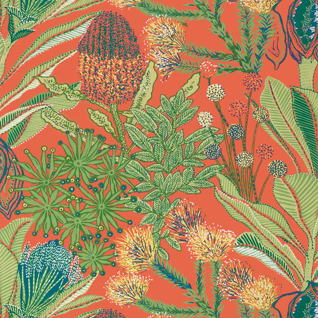 Thibaut PROTEA Coral Wallpaper