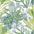 Thibaut Protea Green And Blue Wallpaper