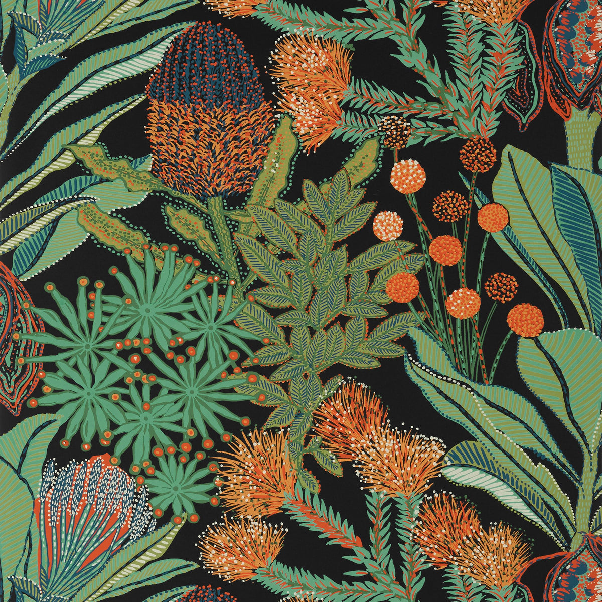 Thibaut Protea Black Wallpaper