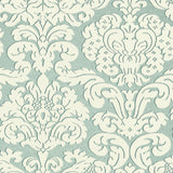 Thibaut Trelawny Damask Aqua Wallpaper