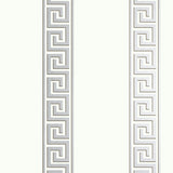 Thibaut Andreas Stripe Metallic Silver On White Wallpaper