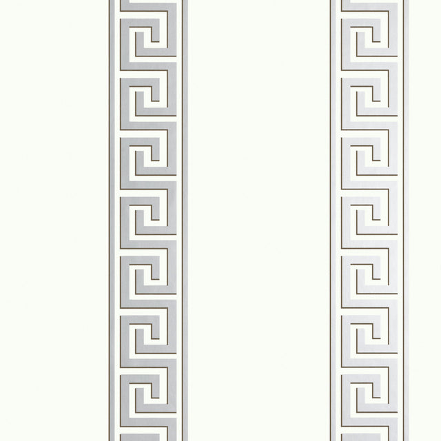 Thibaut Andreas Stripe Metallic Silver On White Wallpaper