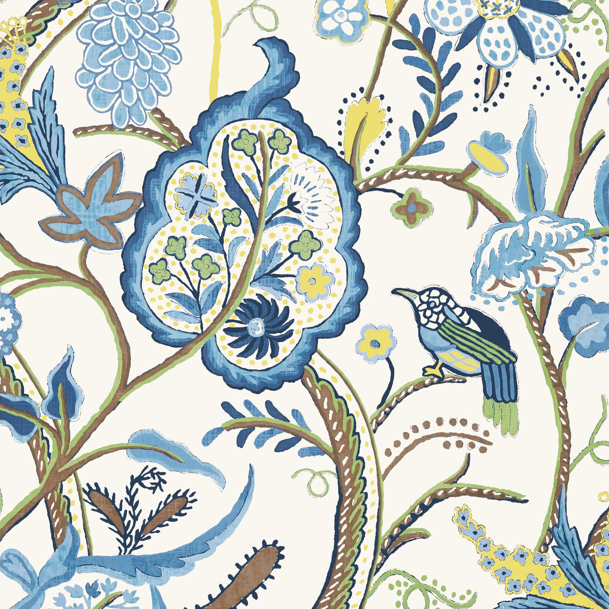 Thibaut Windsor Blue And Yellow Wallpaper