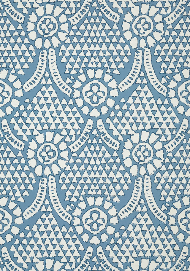 Thibaut CHAMOMILE Blue and White Wallpaper