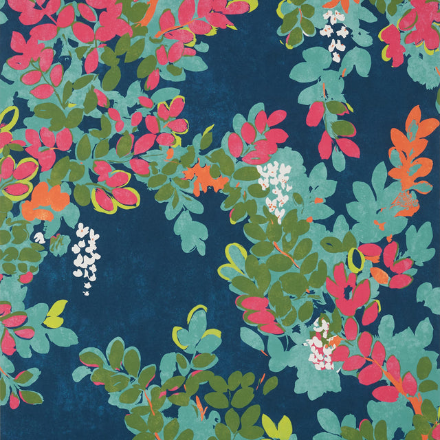 Thibaut Central Park Navy And Pink Wallpaper