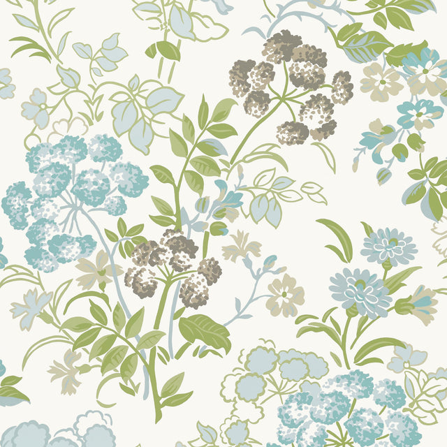 Thibaut Spring Garden Spa Blue Wallpaper