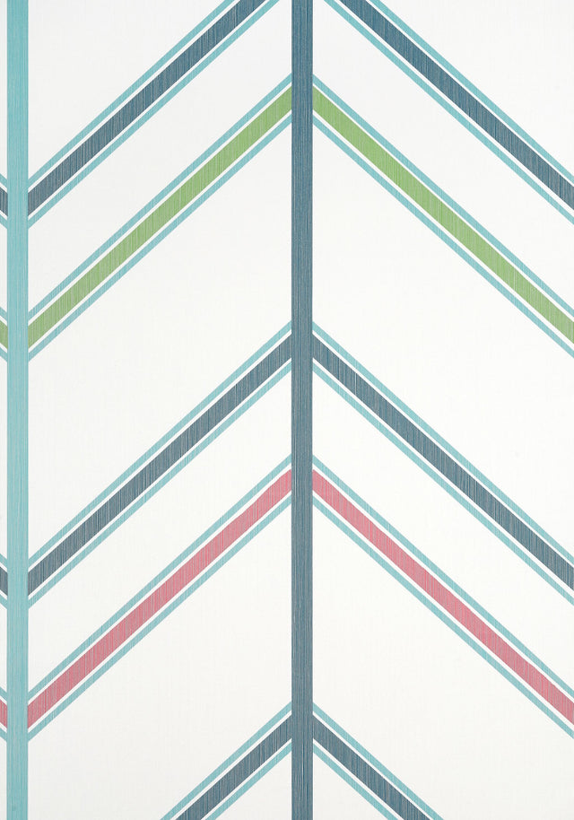 Thibaut VENTURA Blue and Pink Wallpaper