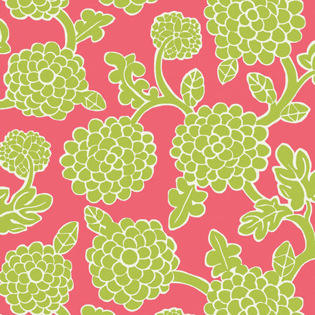 Thibaut Nikko Raspberry And Green Wallpaper