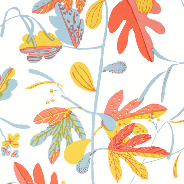 Thibaut MATISSE LEAF Coral and Yellow Wallpaper