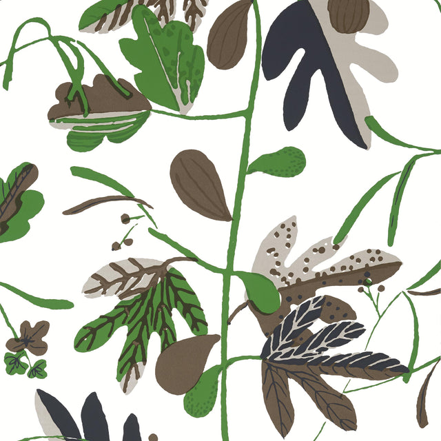 Thibaut Matisse Leaf Black And Green Wallpaper