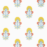 Thibaut TYBEE BUD Coral and Yellow Wallpaper