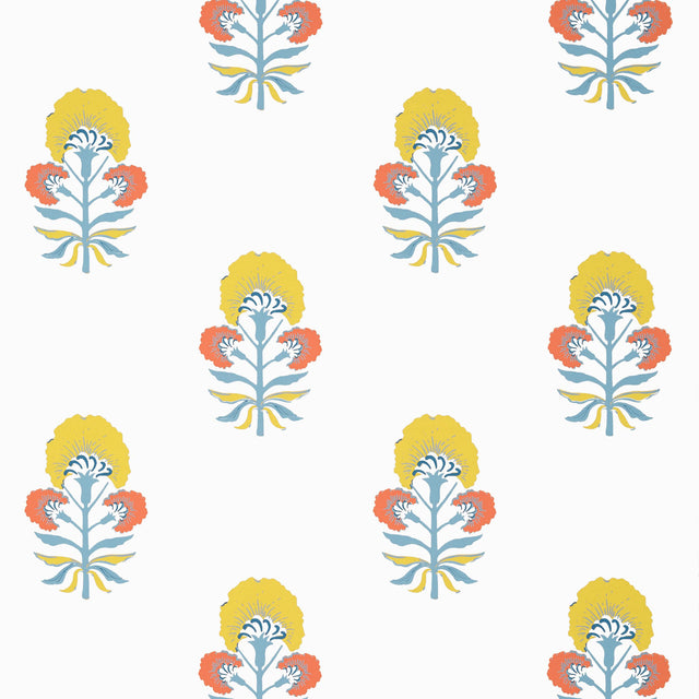 Thibaut Tybee Bud Coral And Yellow Wallpaper