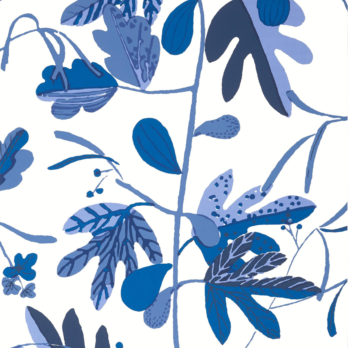 Thibaut Matisse Leaf Blue And White Wallpaper