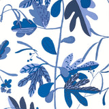 Thibaut Matisse Leaf Blue And White Wallpaper