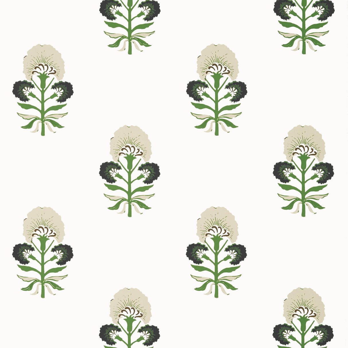 Thibaut Tybee Bud Black And Green Wallpaper