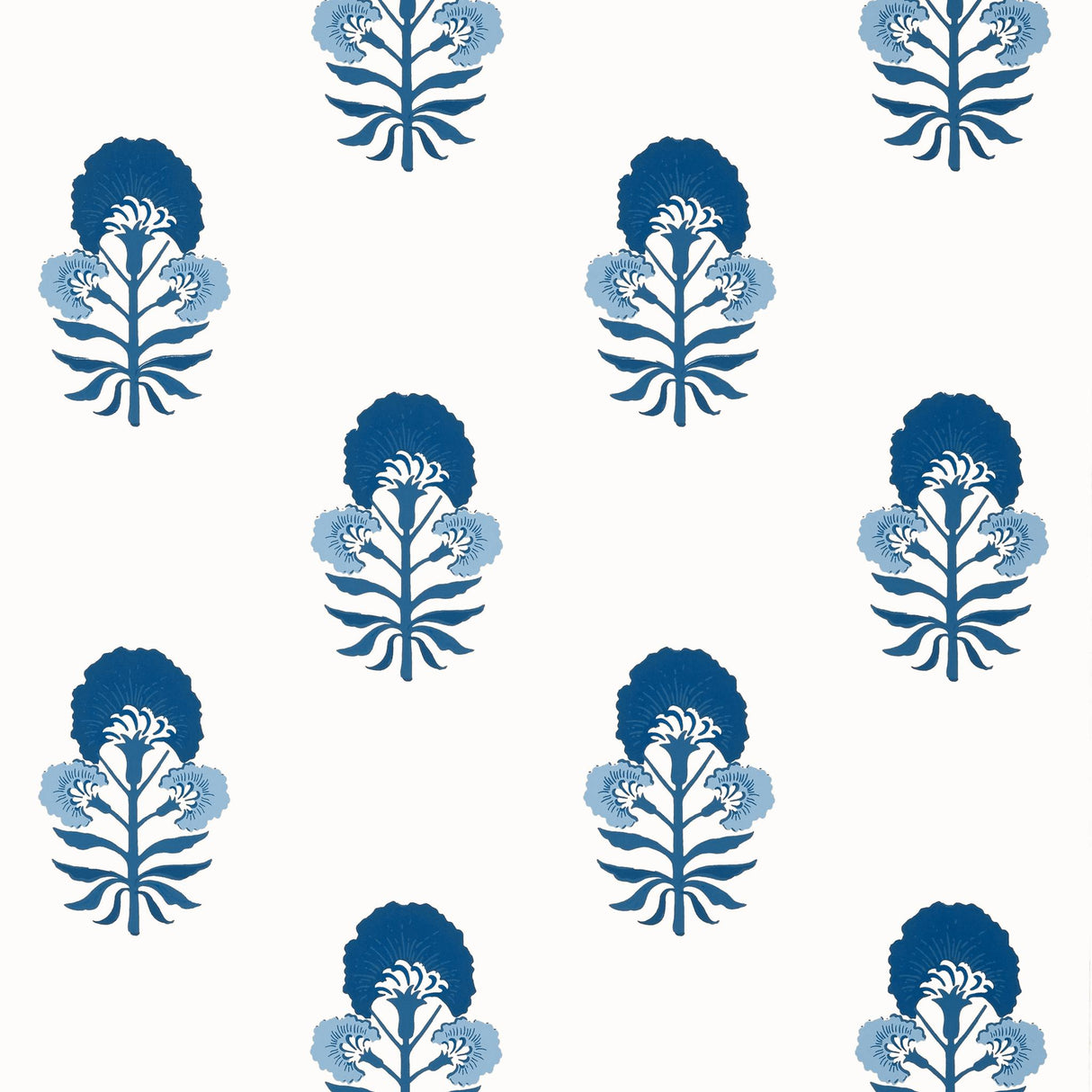 Thibaut TYBEE BUD Blue and White Wallpaper