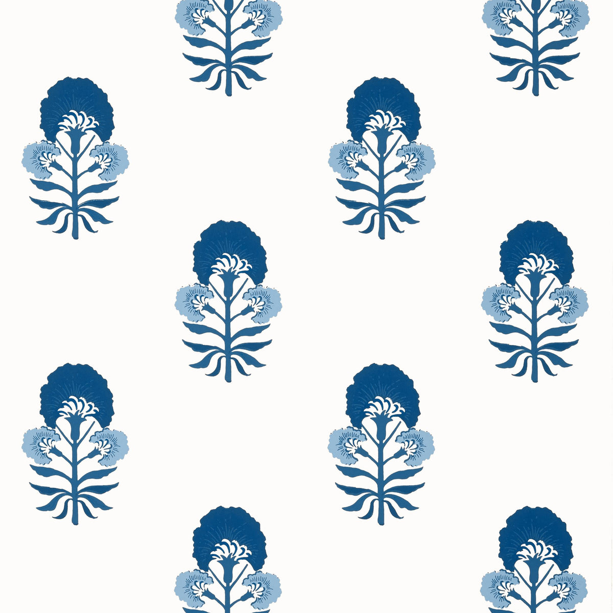 Thibaut Tybee Bud Blue And White Wallpaper