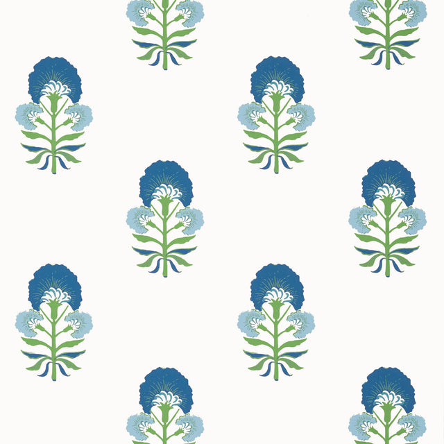 Thibaut TYBEE BUD Green and Blue Wallpaper