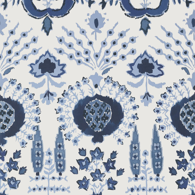 Thibaut Mendoza Suzani Blue And White Wallpaper