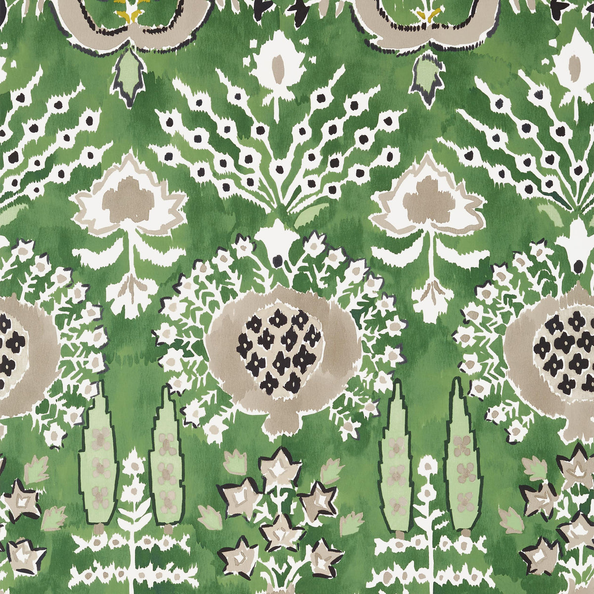 Thibaut Mendoza Suzani Green Wallpaper