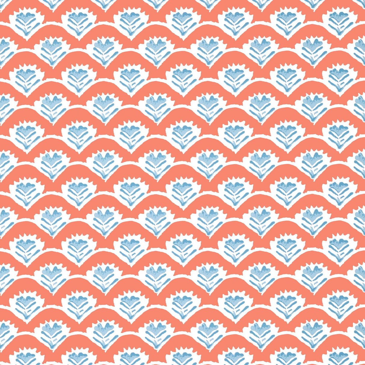 Thibaut EMILY Coral and Blue Wallpaper