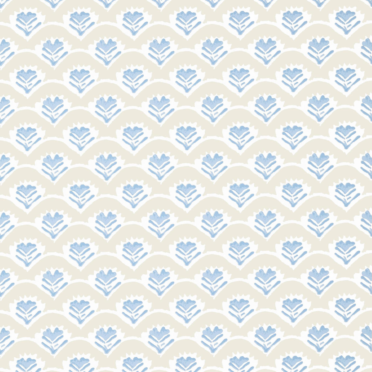 Thibaut EMILY Beige and Blue Wallpaper