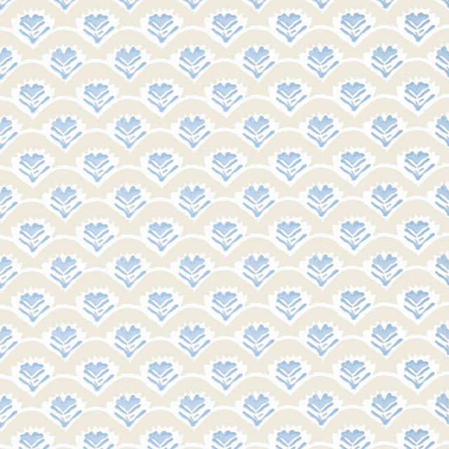 Thibaut EMILY Beige and Blue Wallpaper